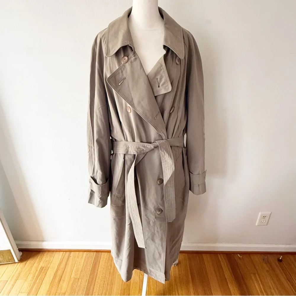 Ralph Lauren Men Double Breasted Belted Trench Coat Size 42R Old Money Luxury
